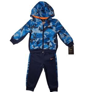 Nike Dri-Fit Therma toddler 2-piece camouflaged zip-up jacket joggers tracksuit